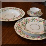 P07. Set of handpainted antique Crown Derby floral border china. 